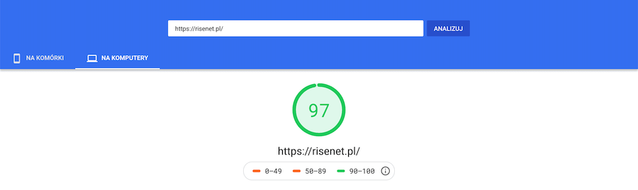 risenet - pagespeed insights